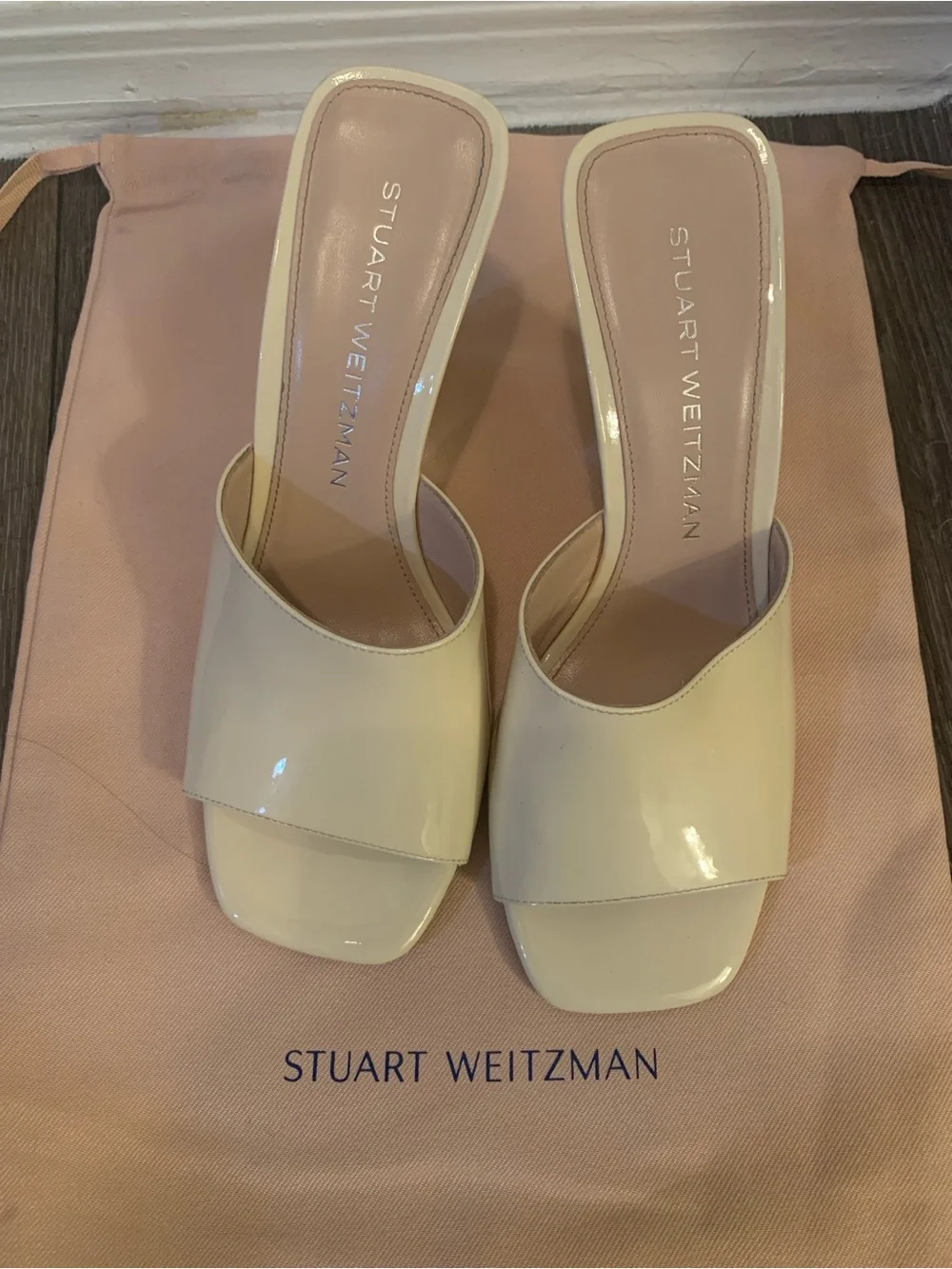 Y2K Stuart Weitzman Vinnie Wedge Mule Slide in Cream size 7B
